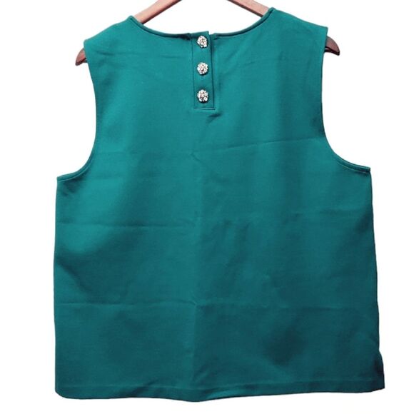 J. CREW Jeweled Button-Back Ponte Sleeveless Top Size XL - Picture 2 of 8